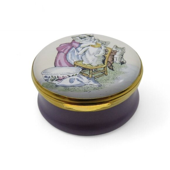 BEATRIX POTTER Tabitha Twitchit Miss Moppet Enamel Trinket Box England Vintage R - Picture 7 of 10